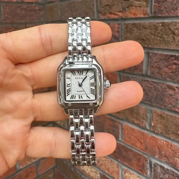 Panthere Classic Rectangle Gold Stainless Steel Watch